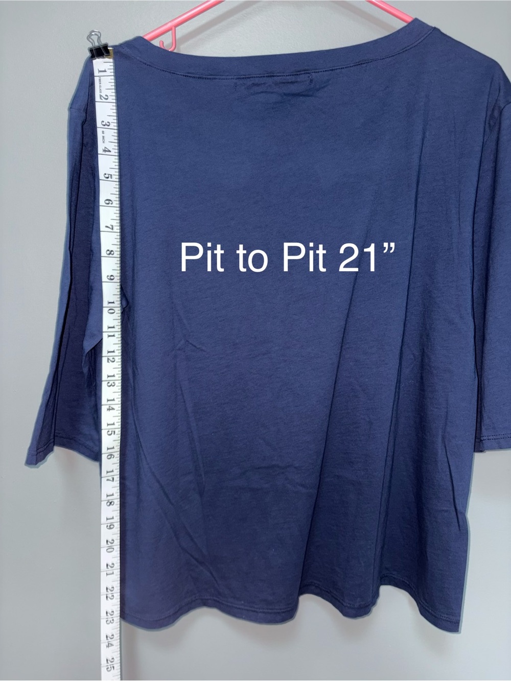 Michael Stars Women’s Navy Blue Oversized Cotton 3/4 Sleeve T-Shirt Size OS - Picture 6 of 6